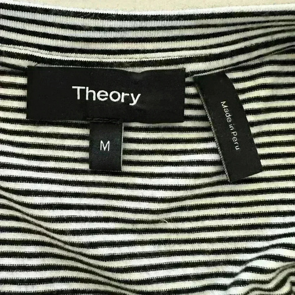 THEORY KNOT TEE DRESS BLACK AND WHITE RUBRIC STRIPE SIZE MEDIUM NWOT - Picture 10 of 10